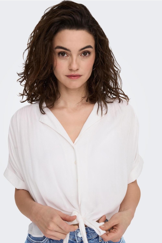 ONLPAULA LIFE S/S TIE SHIRT WVN NOO 15281497 WHITE